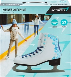 Коньки фигурные ACTIWELL р. 31–35, белые, Арт. PW-215 W