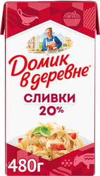 Сливки стерилизованные ДОМИК В ДЕРЕВНЕ 20%, без змж, 480г
