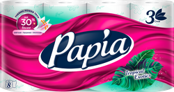 Изображение товара Бумага туалетная PAPIA Tropical exotics 3-слоя, 8шт
