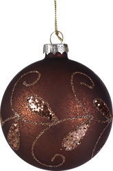 Изображение товара Шар елочный HOMECLUB PREMIUM с глиттером d=8см, стекло, в ассортименте, цвет карамельный