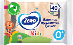 Бумага туалетная влажная детская ZEWA Kids без аромата, 40шт