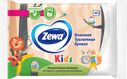 Бумага туалетная влажная детская ZEWA Kids без аромата, 40шт