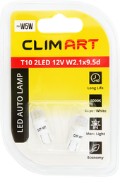 Изображение товара Лампа автомобильная светодиодная CLIM ART T10 2LED 12V W2.1x9.5d (W5W)/к-т, 2шт