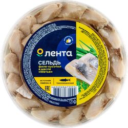 Сельдь ЛЕНТА Матье, филе-кусочки в масле, 400г