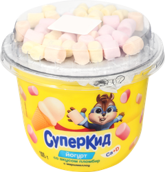 Йогурт САВУШКИН Суперкид Пломбир, маршмеллоу с топпером 2%, без змж, 103г