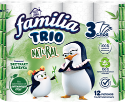 Изображение товара Туалетная бумага FAMILIA Trio 3-слоя, 12шт