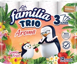 Туалетная бумага FAMILIA Trio Sunny fruit 3-слоя, 12шт