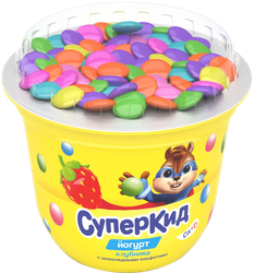Изображение товара Йогурт САВУШКИН Суперкид Клубника, конфеты с топпером 2%, без змж, 103г