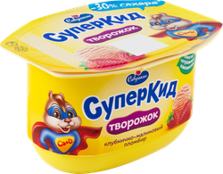 Паста творожная САВУШКИН Суперкид Клубнично-малиновый пломбир 3,5%, без змж, 110г