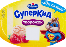 Паста творожная САВУШКИН Суперкид Клубнично-малиновый пломбир 3,5%, без змж, 110г