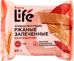 Хлебцы ржаные ЛЕНТА LIFE хрустящие запеченные, 60г