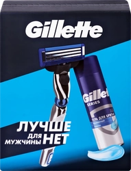 Набор подарочный мужской GILLETTE Mach3 Turbo Бритва, 1 сменная кассета+Гель для бритья, 200мл