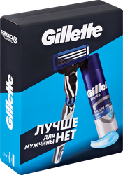Набор подарочный мужской GILLETTE Mach3 Turbo Бритва, 1 сменная кассета+Гель для бритья, 200мл