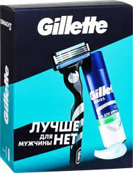 Набор подарочный мужской GILLETTE Mach3 Бритва, 1 сменная кассета+Гель для бритья Алоэ, для чувствительной кожи, 200мл