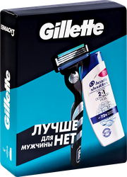 Набор подарочный мужской GILLETTE Mach3 Бритва, 1 сменная кассета+Шампунь HEAD&SHOULDERS Основной уход, против перхоти, 200мл