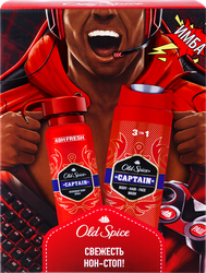 Набор подарочный мужской OLD SPICE Дезодорант-спрей Captain, 150мл+Гель для душа+шампунь 2в1 Captain, 250мл