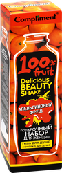 Набор подарочный женский COMPLIMENT Delicious Beauty Shake Апельсиновый фреш Гель для душа, 250мл+мочалка