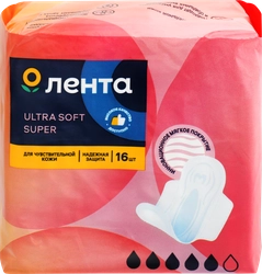 Прокладки гигиенические ЛЕНТА Ultra soft Super, 16шт