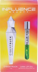 Набор подарочный женский INFLUENCE BEAUTY Тушь Cybertruck+Масло двухфазное для губ Lava lip oil тон 4