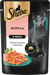 Изображение товара Корм влажный для взрослых кошек SHEBA Ломтики в желе с форелью, 75г