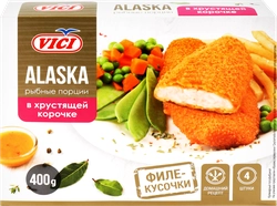 Рыбные порции замороженные VICI Alaska, из рубленого филе, в хрустящей корочке, 400г
