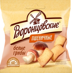 Сухарики пшеничные ВОРОНЦОВСКИЕ со вкусом белых грибов, слайсы, 80г