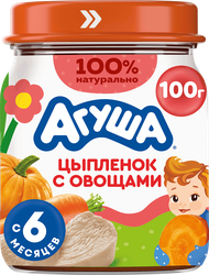 Изображение товара Пюре мясо-растительное детское АГУША Цыпленок с овощами, с 6 месяцев, 100г