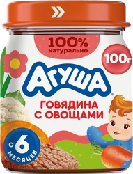 Пюре мясо-растительное АГУША Говядина с овощами, с 6 месяцев, 100г