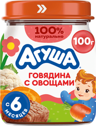 Изображение товара Пюре мясо-растительное детское АГУША Говядина с овощами, с 6 месяцев, 100г