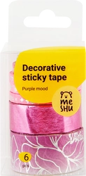 Лента декоративная клейкая MESHU Purple mood, 6шт