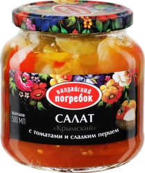 Салат ВАЛДАЙСКИЙ ПОГРЕБОК Крымский, с томатами, соленым огурцом и перцем, 500г