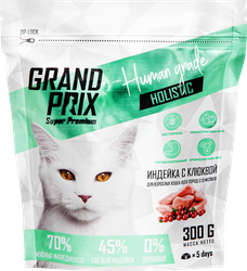 Изображение товара Корм сухой для взрослых кошек GRAND PRIX Holistic Grain Free с индейкой, 300г