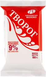Изображение товара Творог КНЯГИНИНО 9%, без змж, 180г