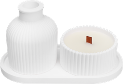 Изображение товара Набор для декора HOMECLUB Spa, ваза и свеча на подставке, гипс, парафин, Арт. WP23063004