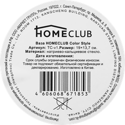 Ваза HOMECLUB Color Style 19см, стекло, Арт. TC-v1