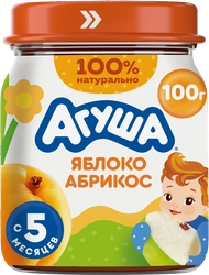 Пюре фруктовое АГУША Яблоко и абрикос, с 5 месяцев, 100г