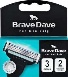 Кассеты для бритья BRAVE DAVE с увлажняющей полоской, 3 лезвия, 2шт