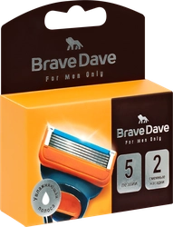 Кассеты для бритья мужские BRAVE DAVE с увлажняющей полоской, 5 лезвий, 2шт