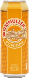 Пиво светлое WEISSMULLER Hefeweissbier нефильтрованное непастеризованный 5,3%, 0.5л