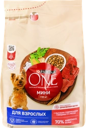 Корм сухой для собак PURINA ONE с говядиной и рисом, для малых пород, 3кг