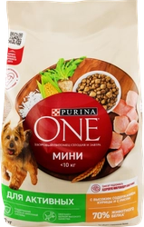 Корм сухой для собак PURINA ONE Мини Активная с курицей и рисом, для малых пород, 7кг