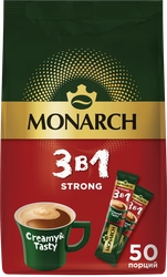 Напиток кофейный растворимый MONARCH Strong 3в1, 650г