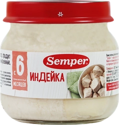 Пюре мясное SEMPER Индейка, с 6 месяцев, 80г