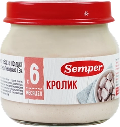 Пюре мясное SEMPER Кролик, с 6 месяцев, 80г