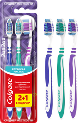 Зубная щетка COLGATE Зиг Заг многофункциональная, средней жесткости, 2+1, 3шт