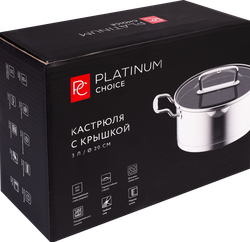 Кастрюля PLATINUM CHOICE с крышкой, нержавеющая сталь, 3л, Арт. AD-KP3