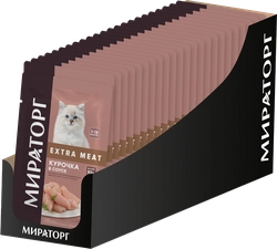 Корм влажный для котят МИРАТОРГ Extra Meat Курочка в соусе, 80г