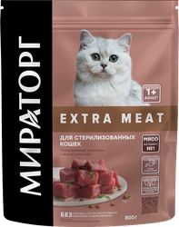 Изображение товара Корм сухой для кошек МИРАТОРГ Extra Meat с нежной телятиной, для стерилизованных, 800г