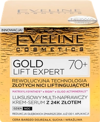 Крем-сыворотка дневной, ночной для лица EVELINE Gold Lift Expert Ультравосстанавливающий 70+ , 50мл