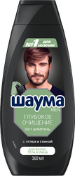 Изображение товара Шампунь для волос, тела и лица мужской ШАУМА Men 3в1 Глубокое очищение, 360мл